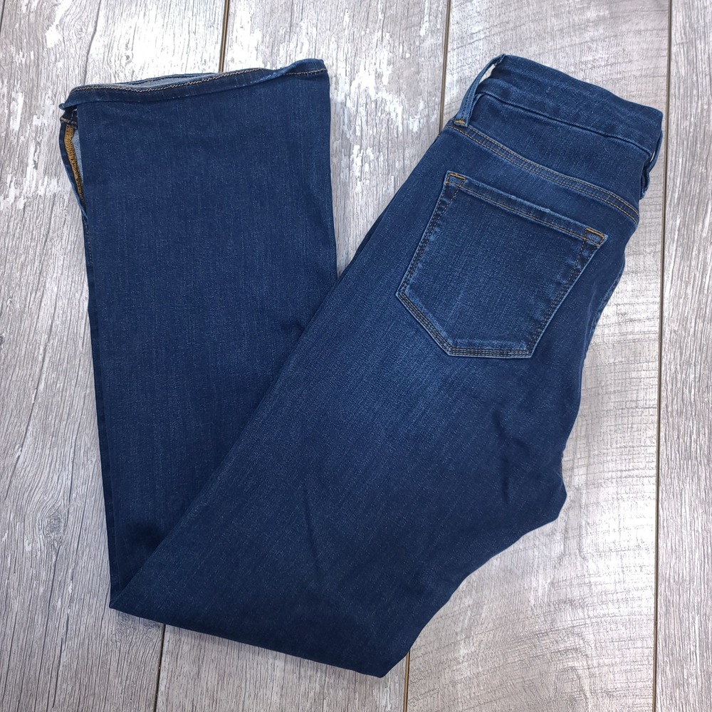FRAME Le Mini Boot Jeans Women 29 Blue Dark Wash Side Slit Mid Rise Denim